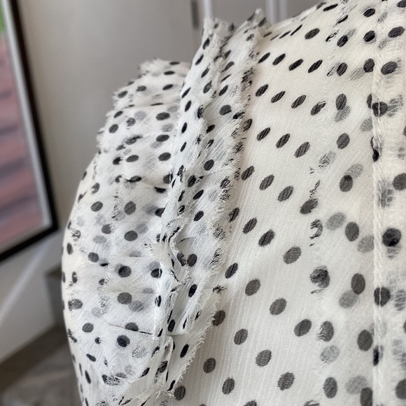 Jason Wu Ruffle-trimmed POLKA-Dot SILK-GEORGETTE dress in white - Picture 4 of 6